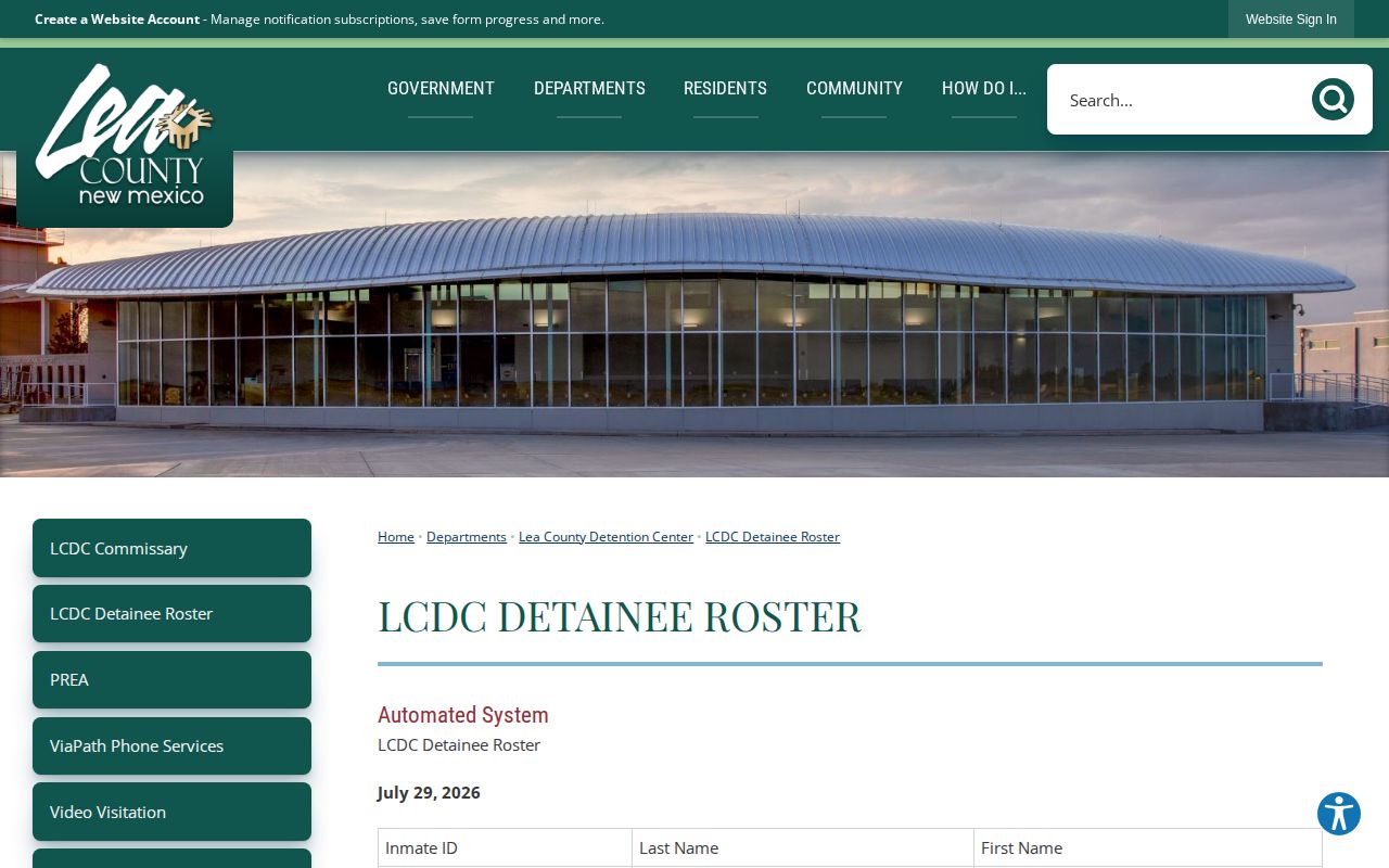 Lea County current roster limitations for Harding County 72 hour releases