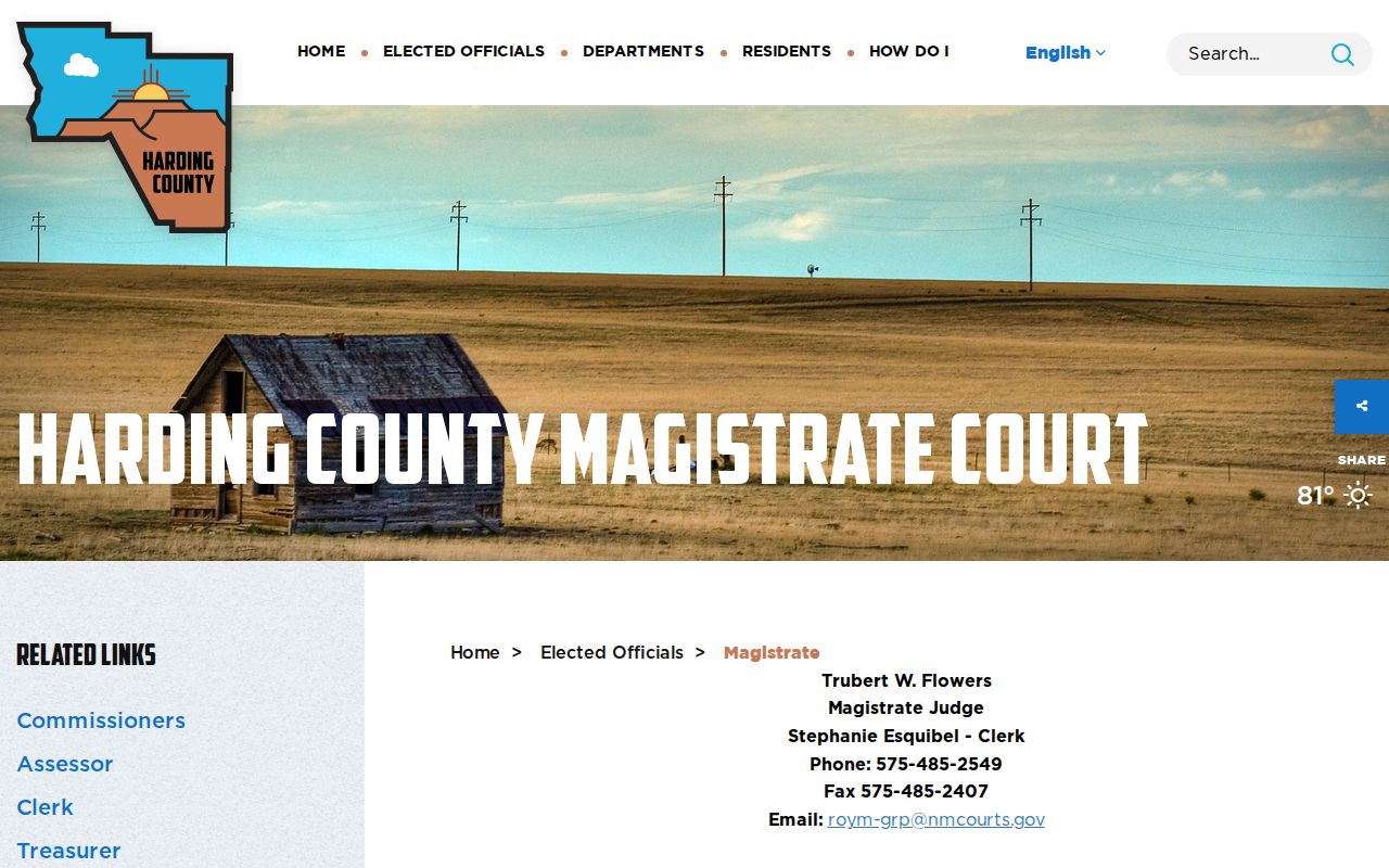 Harding County court source for released inmate orders and dispositions
